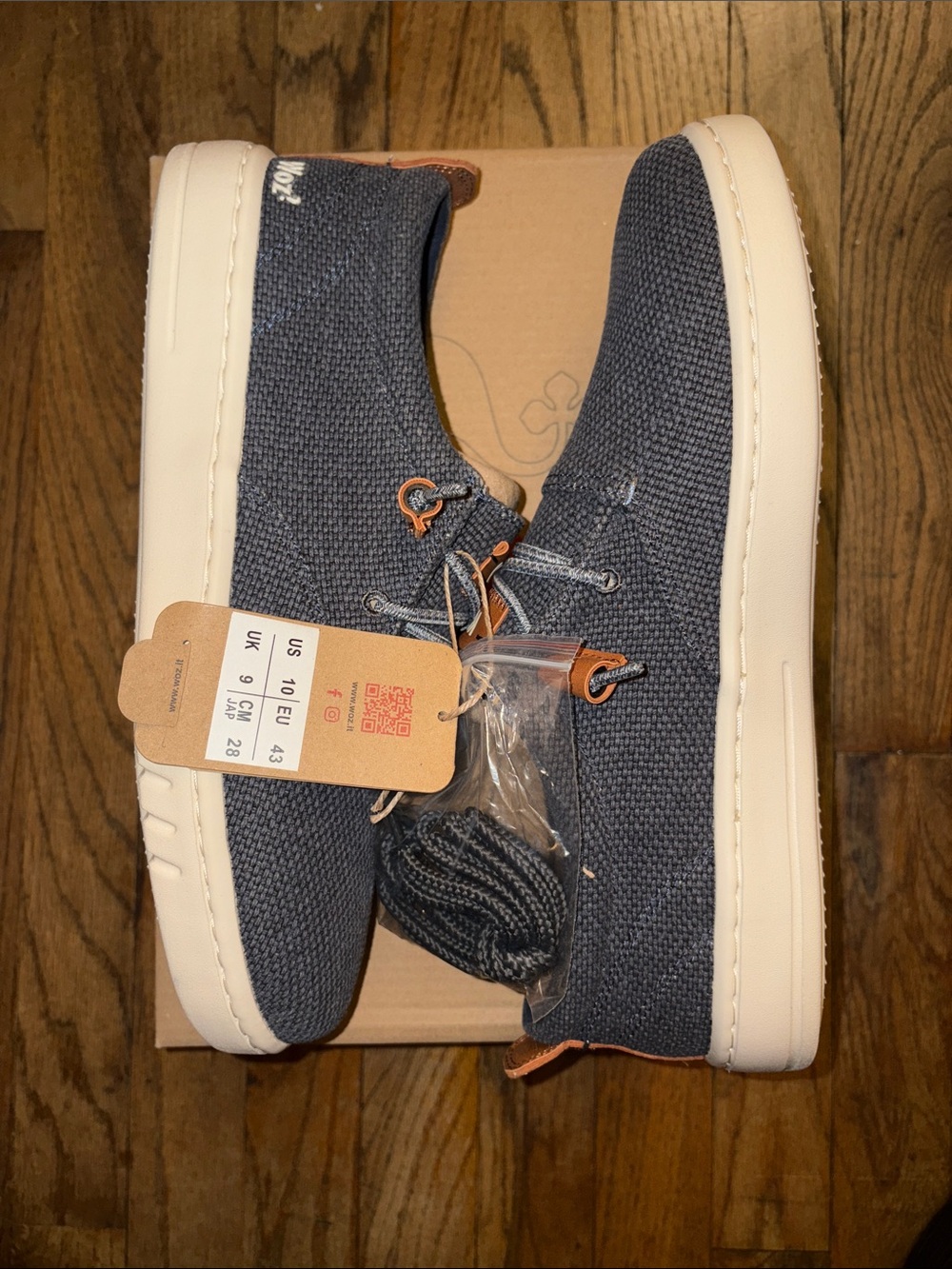 WOZ? Casual Men's Navy Knit denim Sneakers